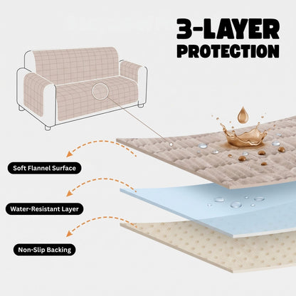 Spill-Resistant Non-Slip 1-Piece Plush Couch Cover
