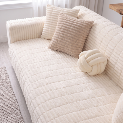 Spill-Resistant Non-Slip 1-Piece Plush Couch Cover