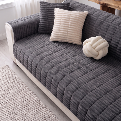 Spill-Resistant Non-Slip 1-Piece Plush Couch Cover