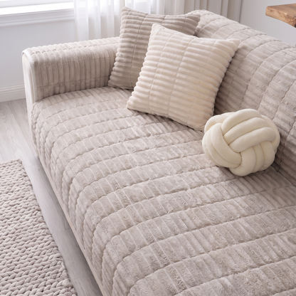 Spill-Resistant Non-Slip 1-Piece Plush Couch Cover