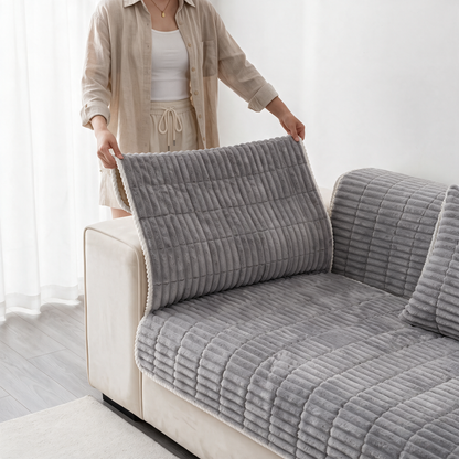 Spill-Resistant Non-Slip 1-Piece Plush Couch Cover