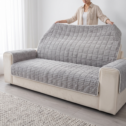 Spill-Resistant Non-Slip 1-Piece Plush Couch Cover