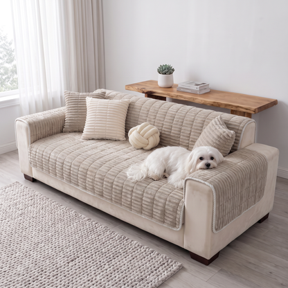 Spill-Resistant Non-Slip 1-Piece Plush Couch Cover
