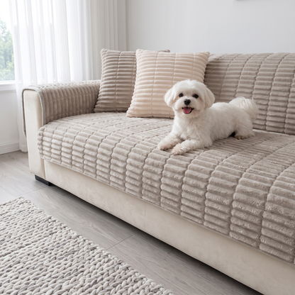 Spill-Resistant Non-Slip 1-Piece Plush Couch Cover