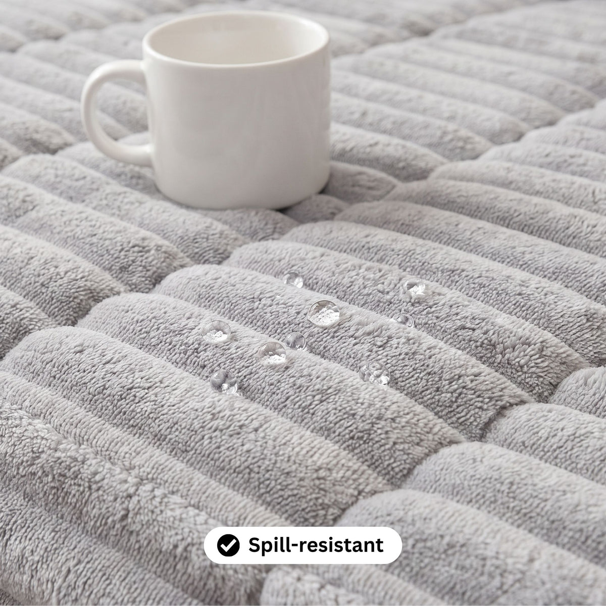 Spill-Resistant Non-Slip 1-Piece Plush Couch Cover