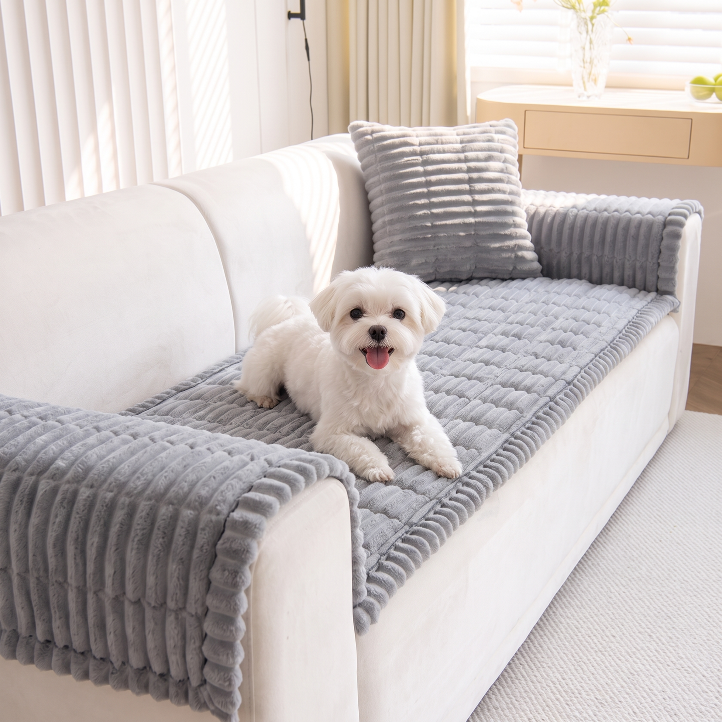 Non-Slip Plush Pet Couch Cover 3PC Set (Couch + 2 Arm Covers)