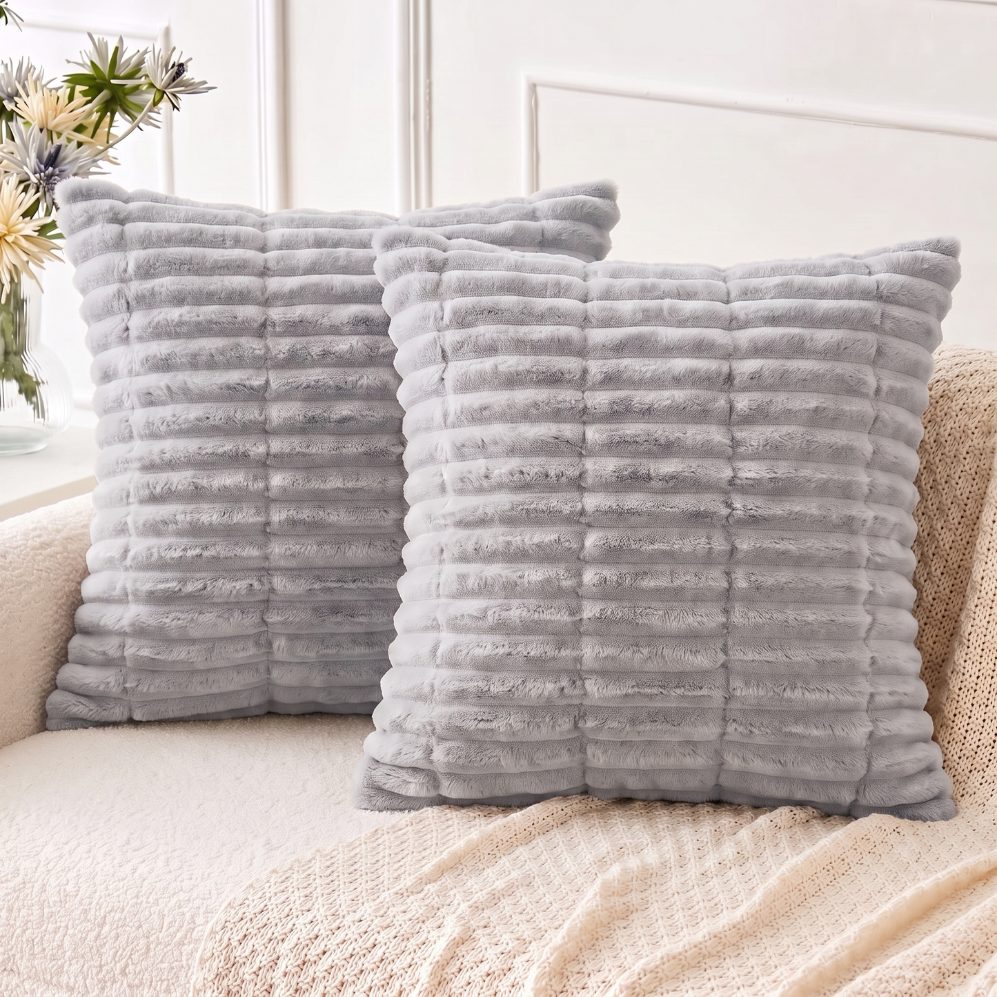 Plush Throw Pillows Covers Pack of 2