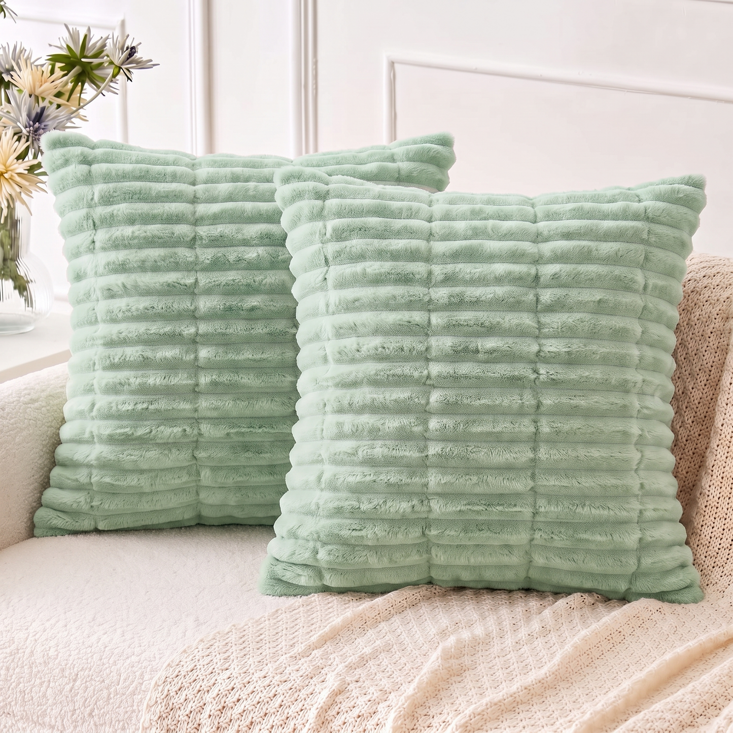 Plush Throw Pillows Covers Pack of 2