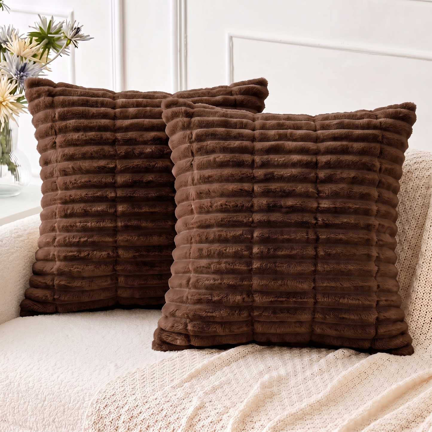 Plush Throw Pillows Covers Pack of 2