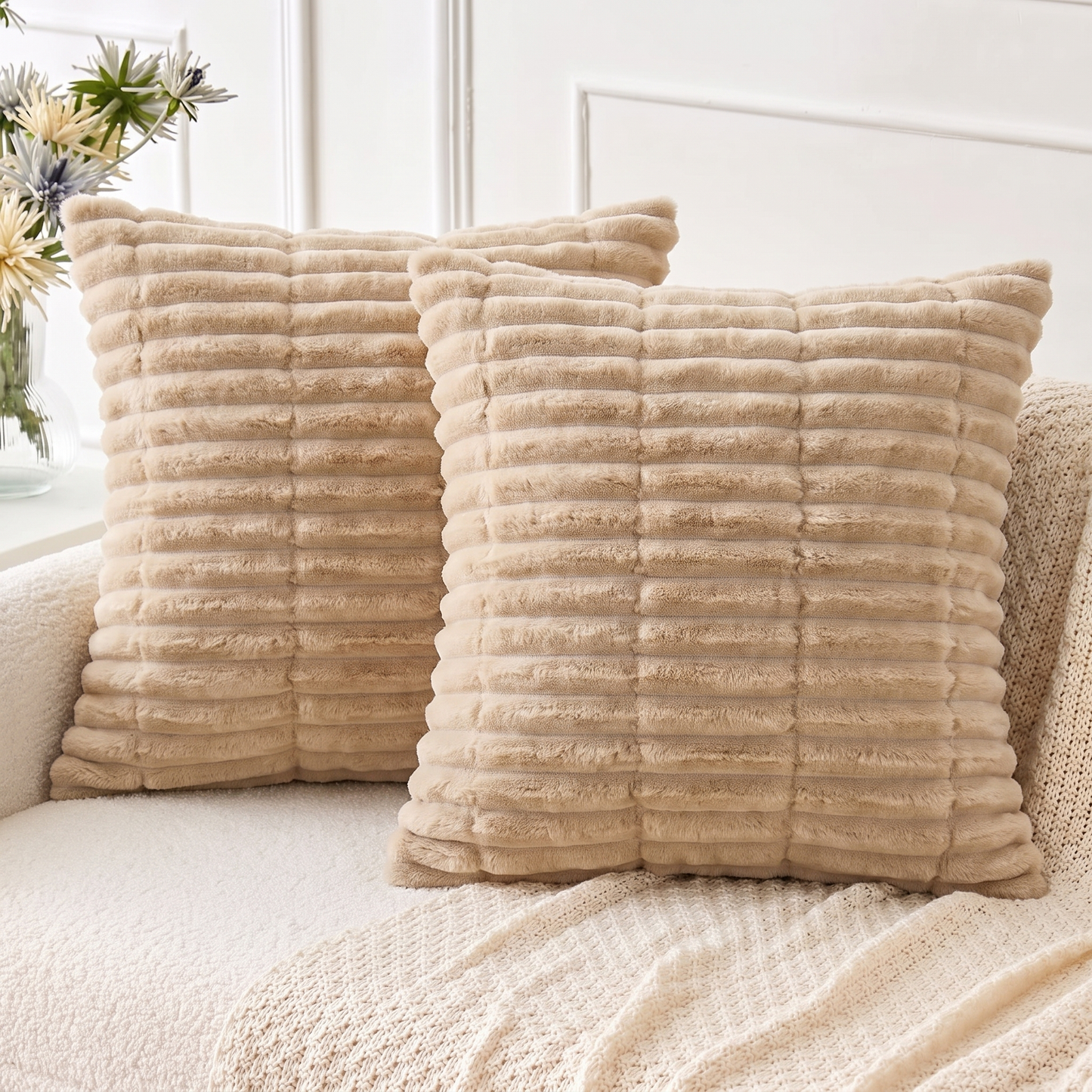 Plush Throw Pillows Covers Pack of 2